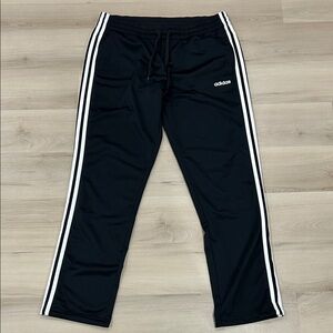 adidas Black Track Pants with White Triple Stripes. Size L